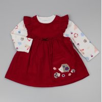 F12420: Baby Girls Woodland Corduroy Dress & Top Outfit (0-9 Months)